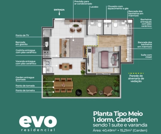 Planta Evo Planta 1 - Evo Residencial